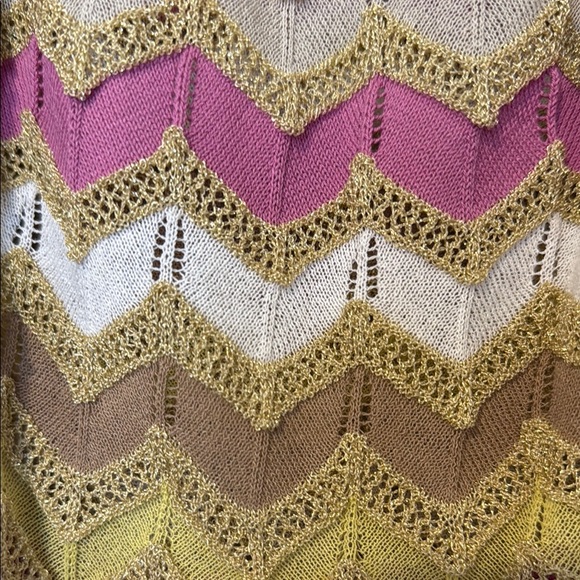 Missoni Yellow Pink Gold Chevron Knit Top Medium - Picture 5 of 6